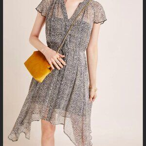 Velvet By Graham and Spencer Belen Animal Print Dress Handkerchief Hem Sz S